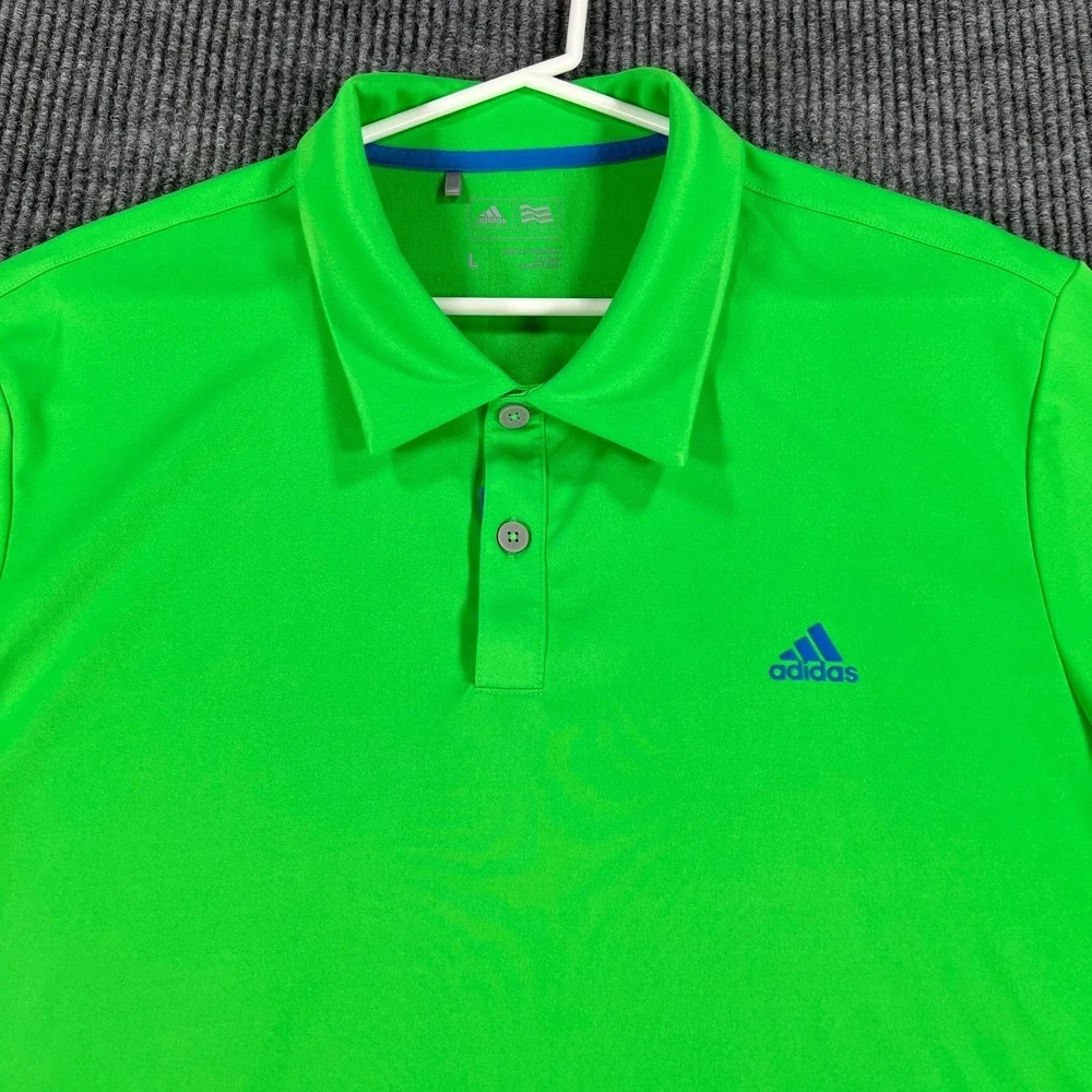 Adidas Polo‎ Shirt Mens Large Green Short Sleeve Casual Golf Performance